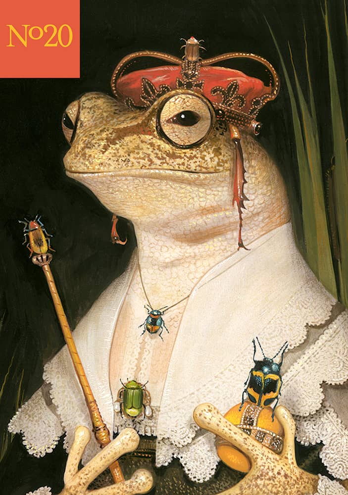 3x3 Annual No.20 front cover with an illustration of a frog wearing a crown, and holding a sceptor and an orb, wearing an old-fashioned lace color.